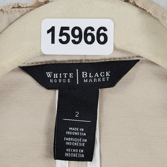 WHBM Jacket Womens 2 Cream Cropped 3/4 Sleeve Two Button Blazer Business Casual - Picture 11 of 16